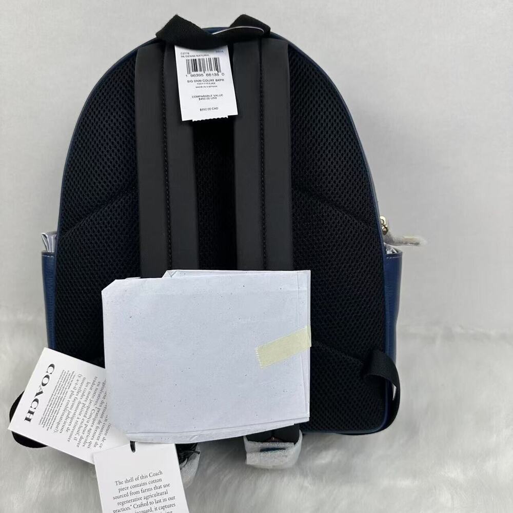Coach Court Backpack In Signature Denim & Leather With Cherry Charm CZ77… - Picture 4 of 13